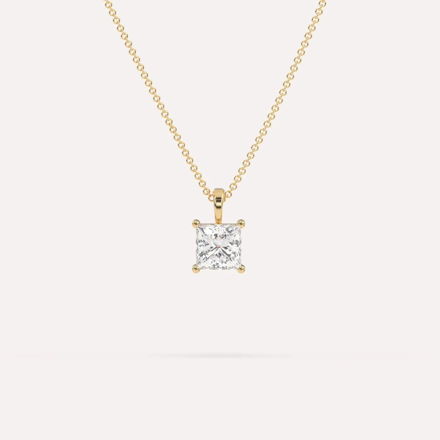 1 carat Princess Diamond Pendant Necklace