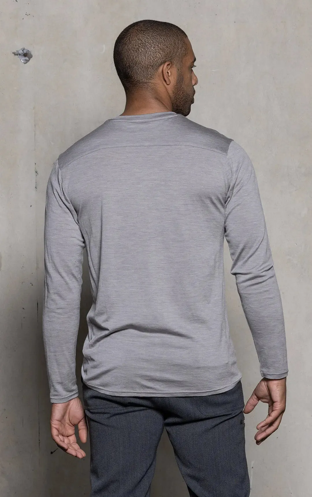 180GSM SINGLE JERSEY MERINO LS CREW - CLEARANCE