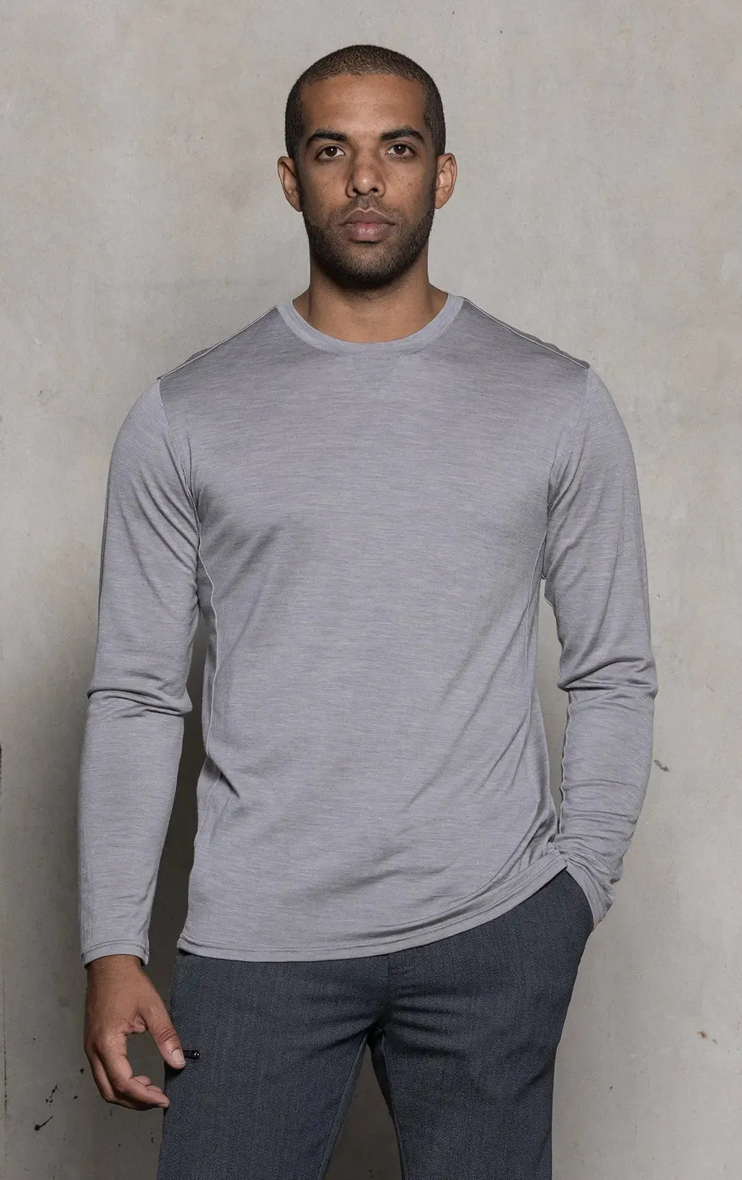 180GSM SINGLE JERSEY MERINO LS CREW - CLEARANCE