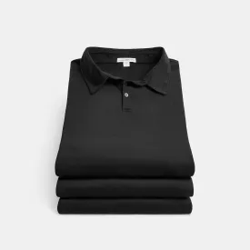 3 Pack Sueded Jersey Polo - Black