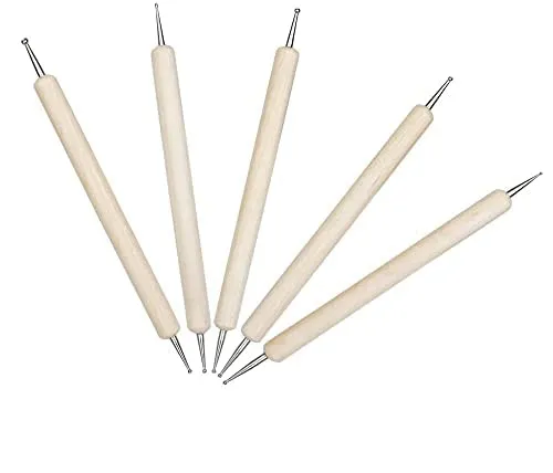 5pcs Wooden Dotting Tool Set for Clay Pottery Ceramic Nail Art DIY