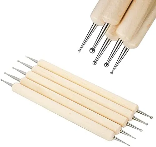 5pcs Wooden Dotting Tool Set for Clay Pottery Ceramic Nail Art DIY