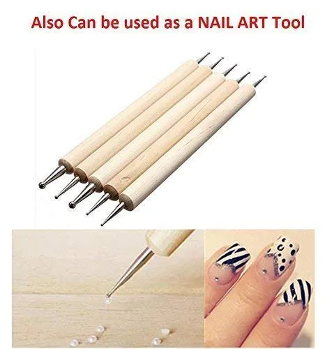 5pcs Wooden Dotting Tool Set for Clay Pottery Ceramic Nail Art DIY