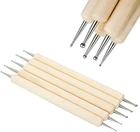 5pcs Wooden Dotting Tool Set for Clay Pottery Ceramic Nail Art DIY