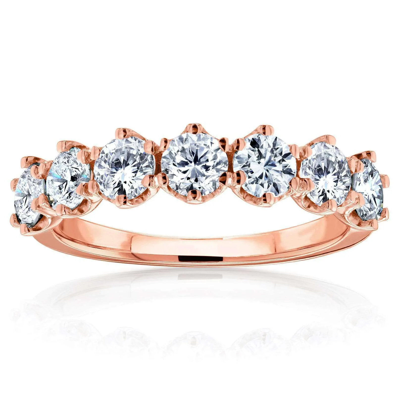 7-Stone Prong Set Diamond Ring 1 1/4 Carat TW in 14k Rose Gold