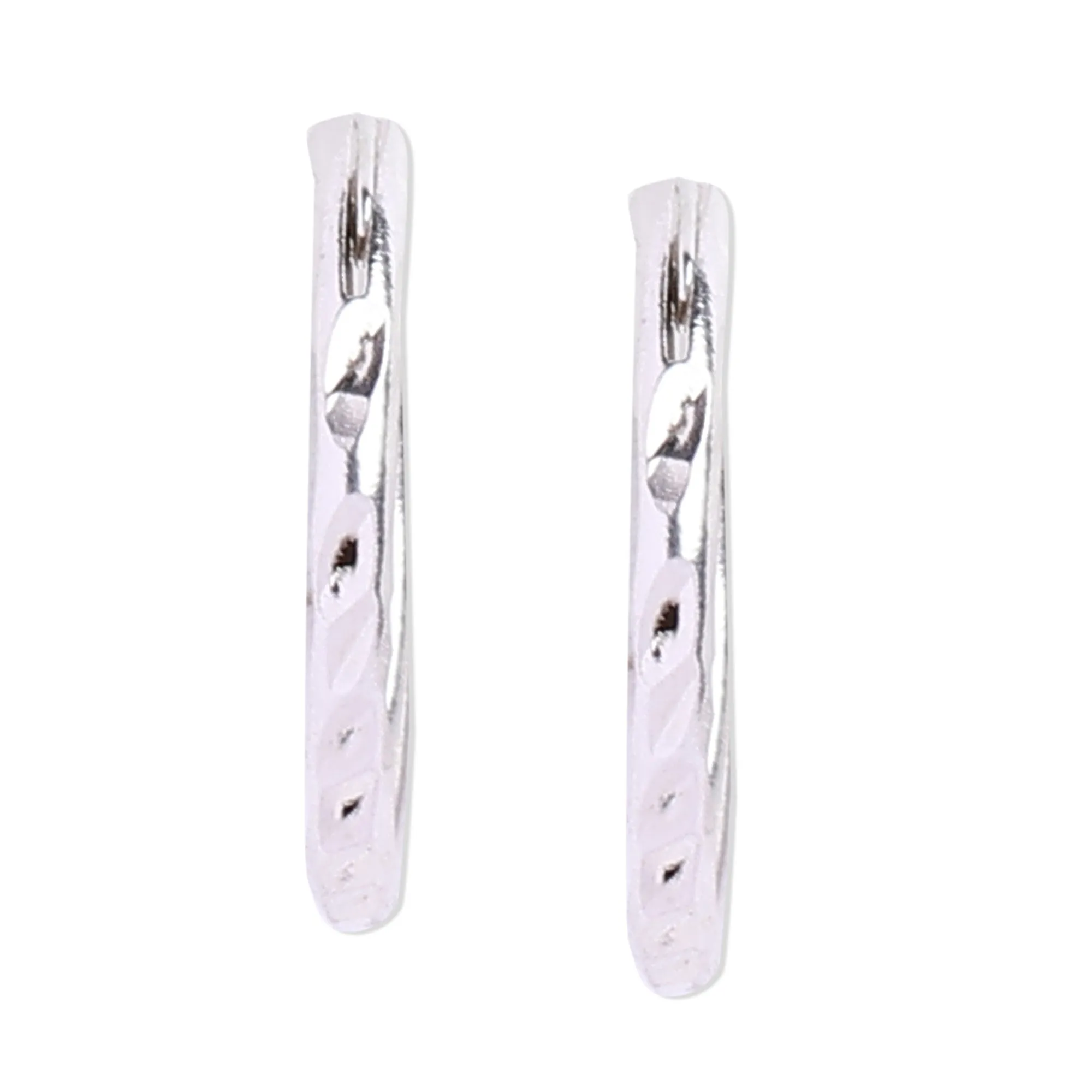 925 Pure Sterling Silver Set of 2 Diamond Cut Hoops  Earrings For Women