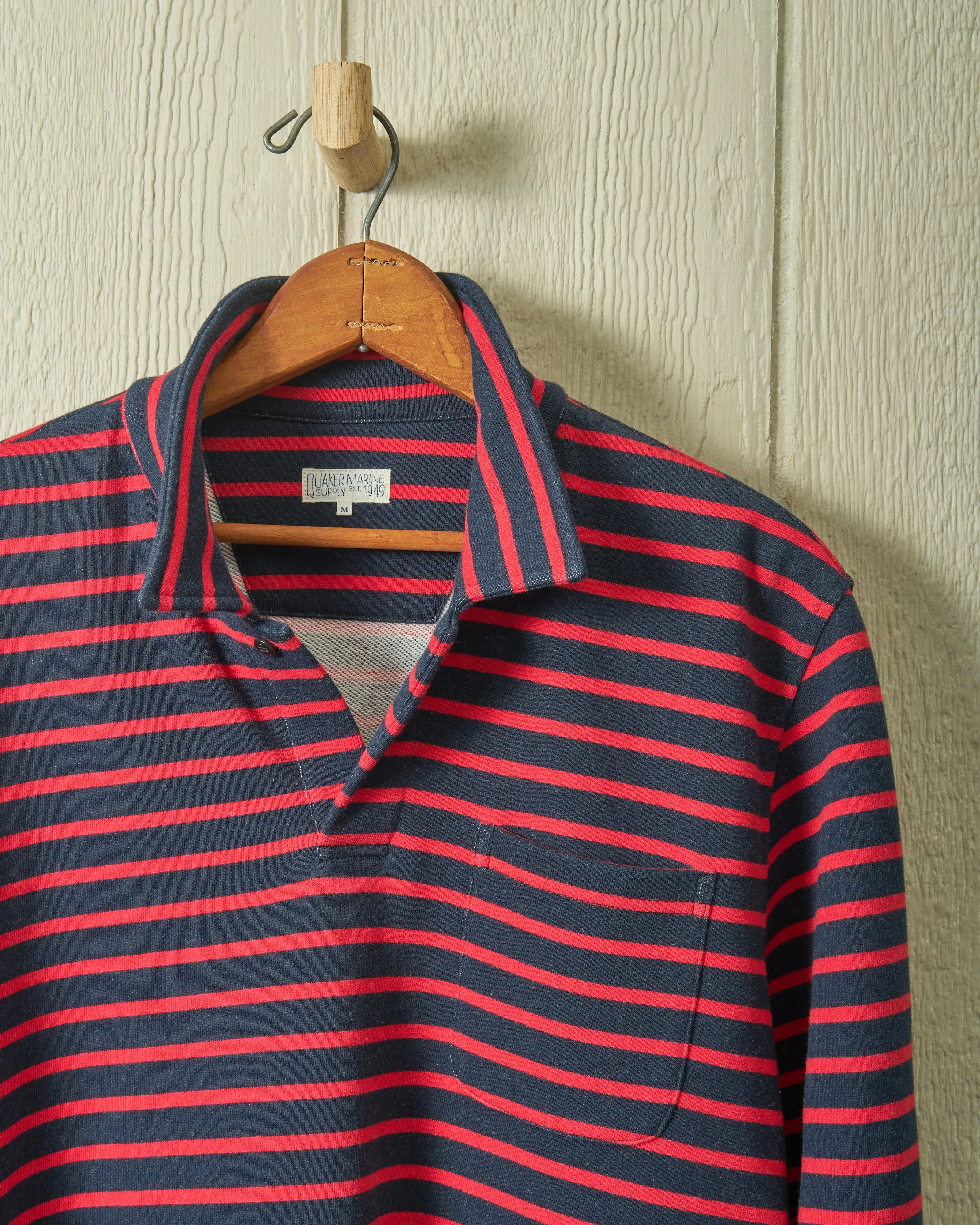 Acadia Polo in Navy/Breton Red Loopback Terry