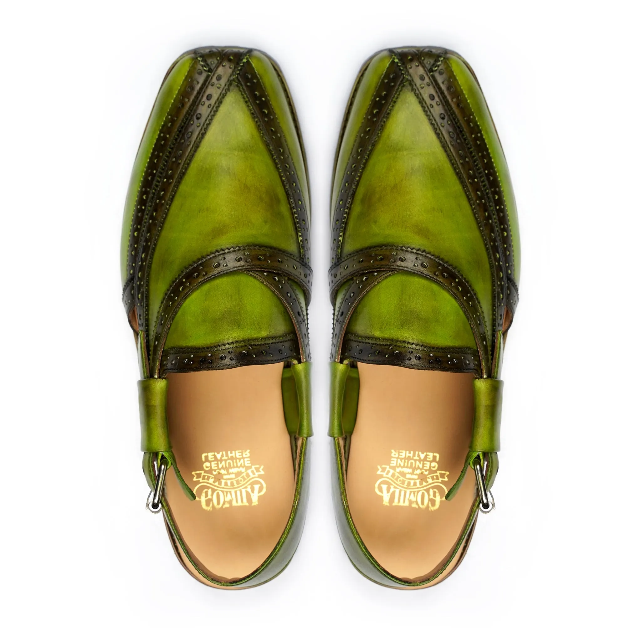 Akiko - Men's Burnished Green Calf Leather Sandal