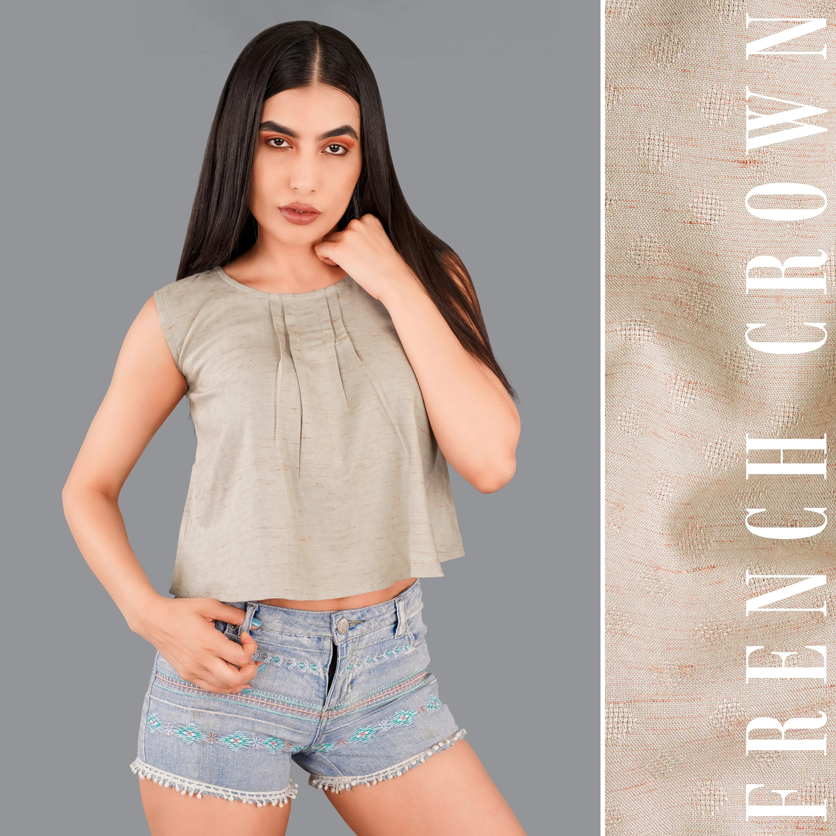 Amber Brown Premium Cotton Crop Top