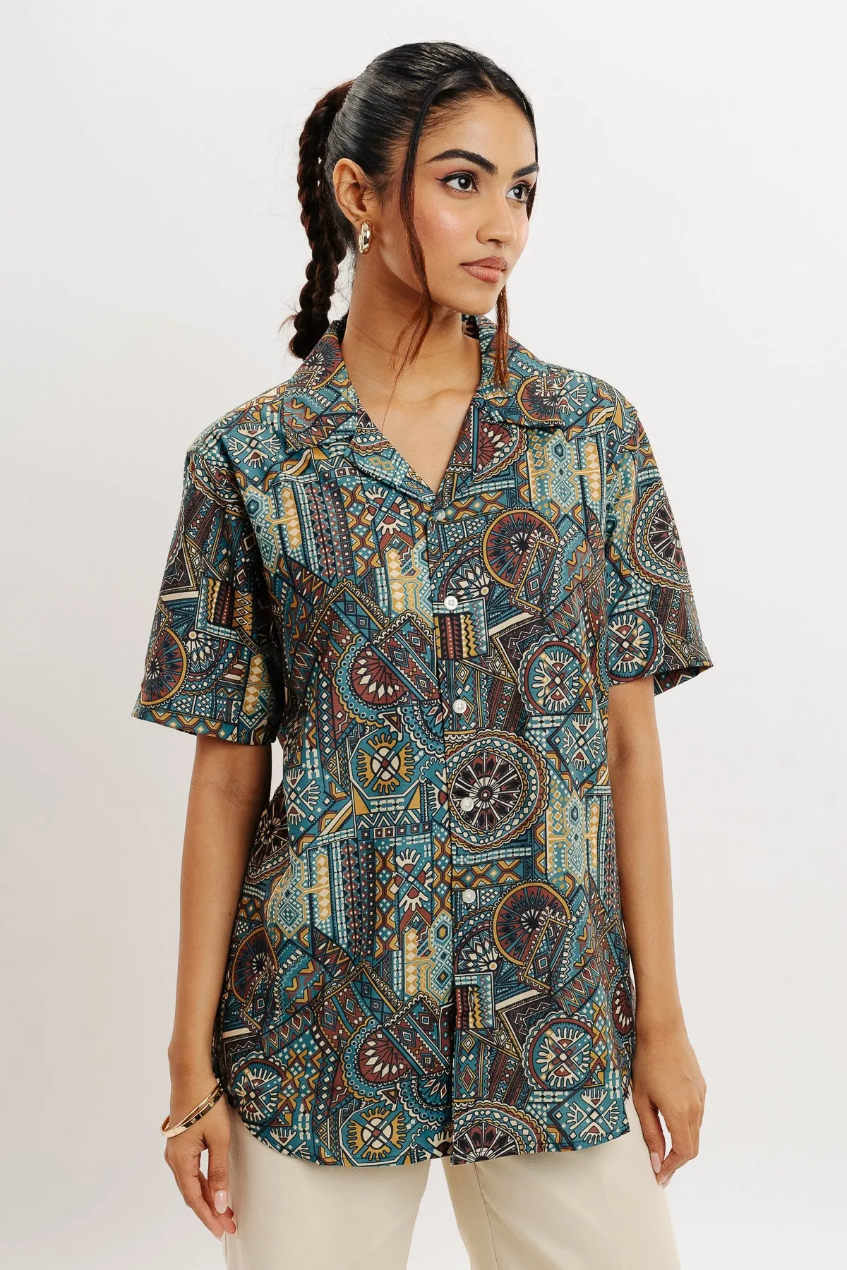 Ancient Print Women's Resort Shirt