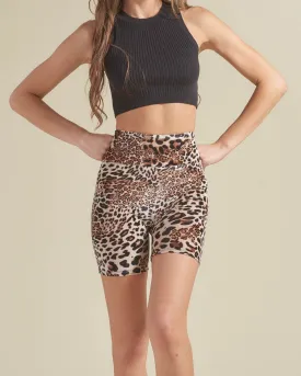 Arabian Leopard Velvet Biker Shorts | Women's