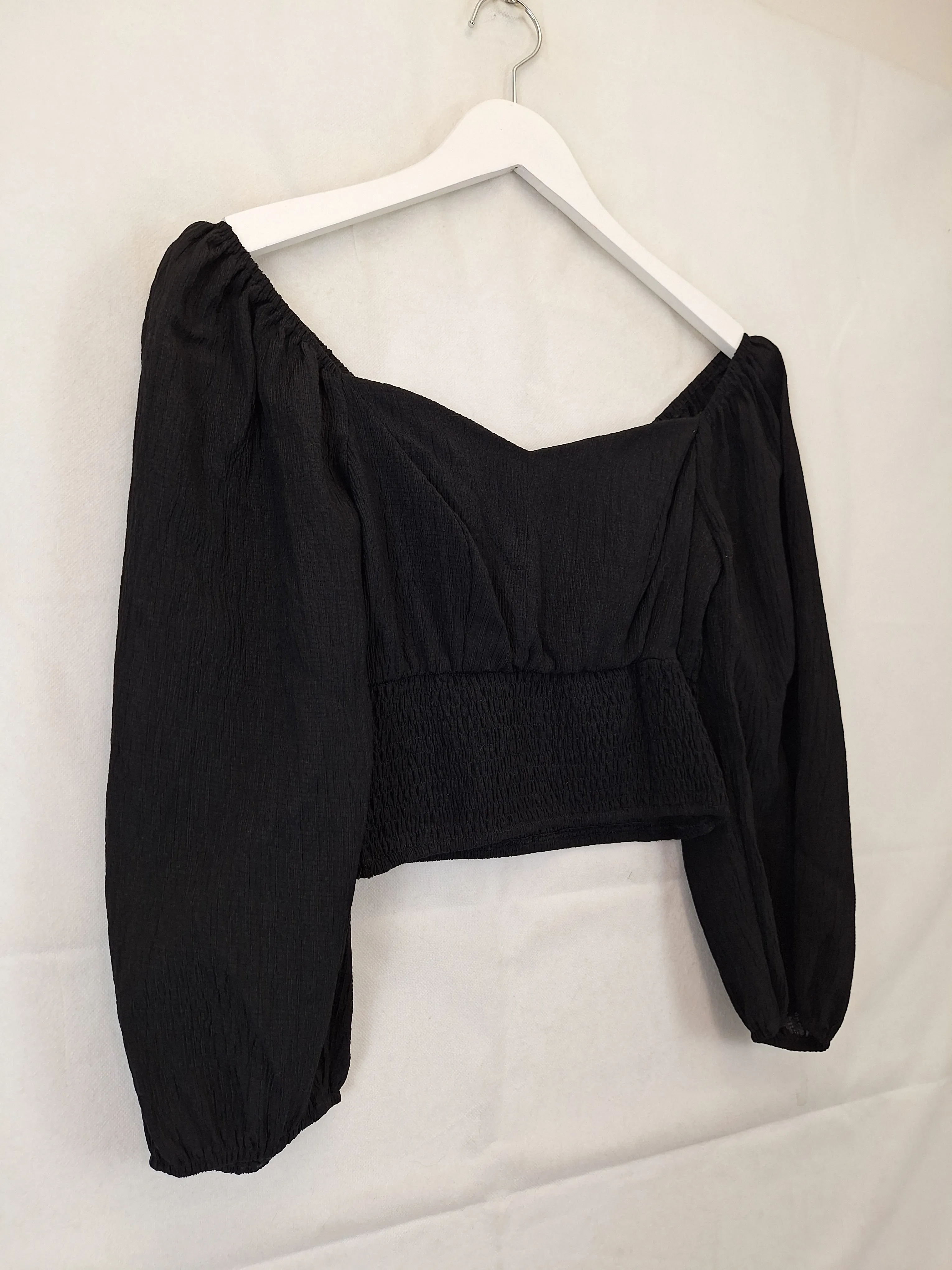 Atmos & Here Staple Balloon Sleeve Crop Top Size 8