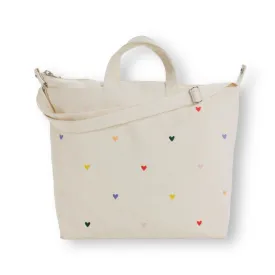 Baggu Horizontal Zip Duck Bag Embroidered Hearts