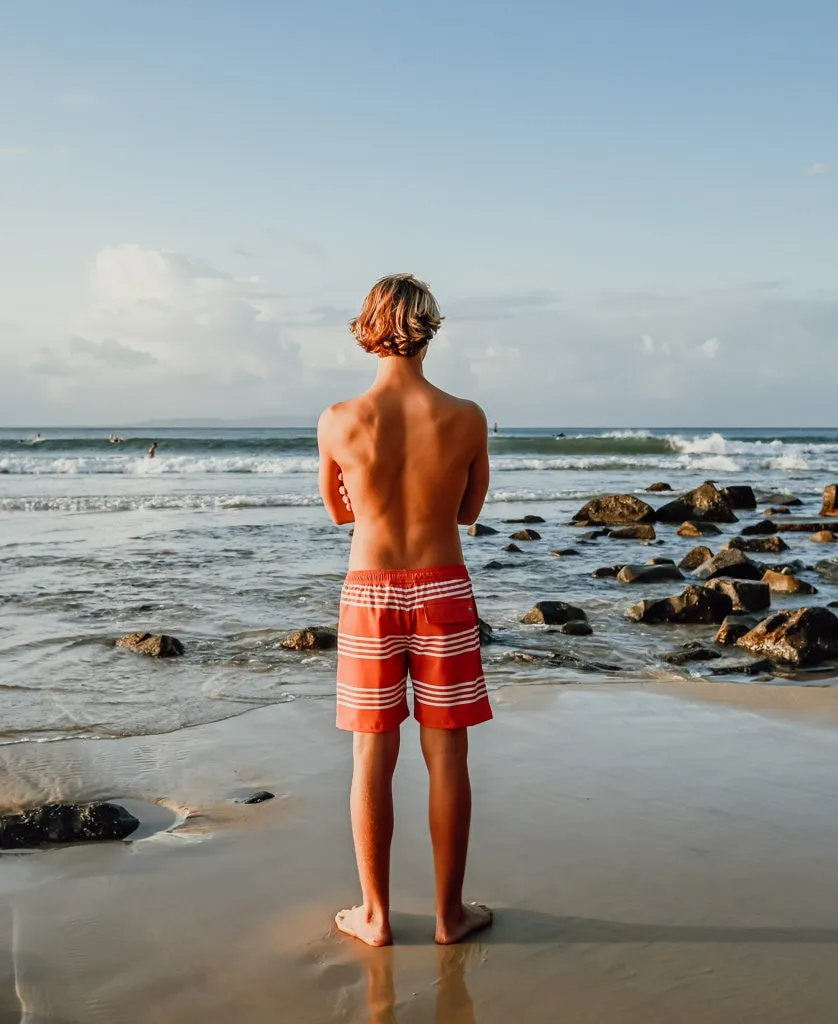 Beach Boy Elastic Boardie | Wash Red