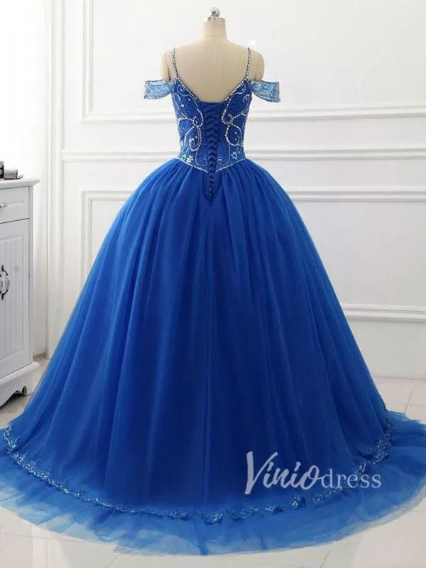 Beaded Royal Blue Quinceanera Dresses Sweet 15 Dress FD1398