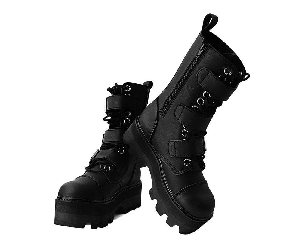 Black 12-Eye 3-Strap Dino Boot