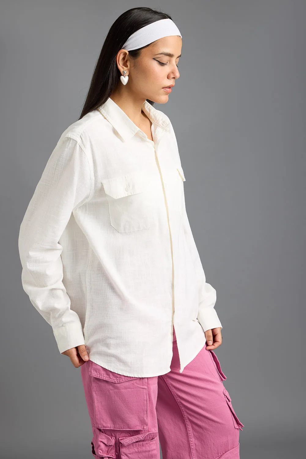 Blaze White Solid Women's Shirt