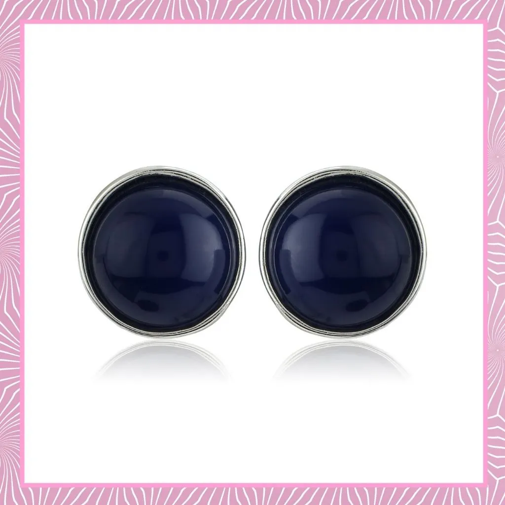 Blue Colour Round Stud Earrings