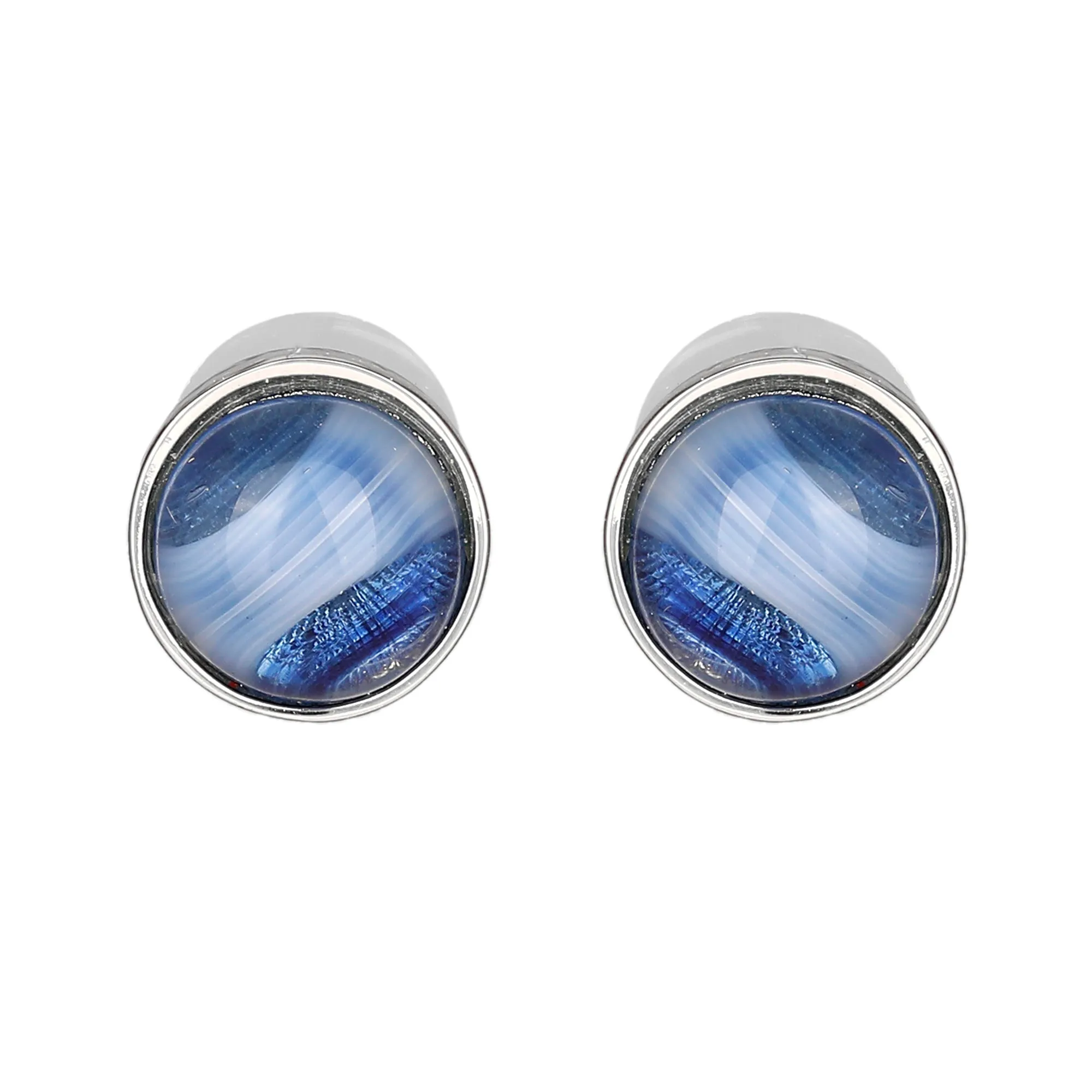 Blue Colour Round Stud Earrings