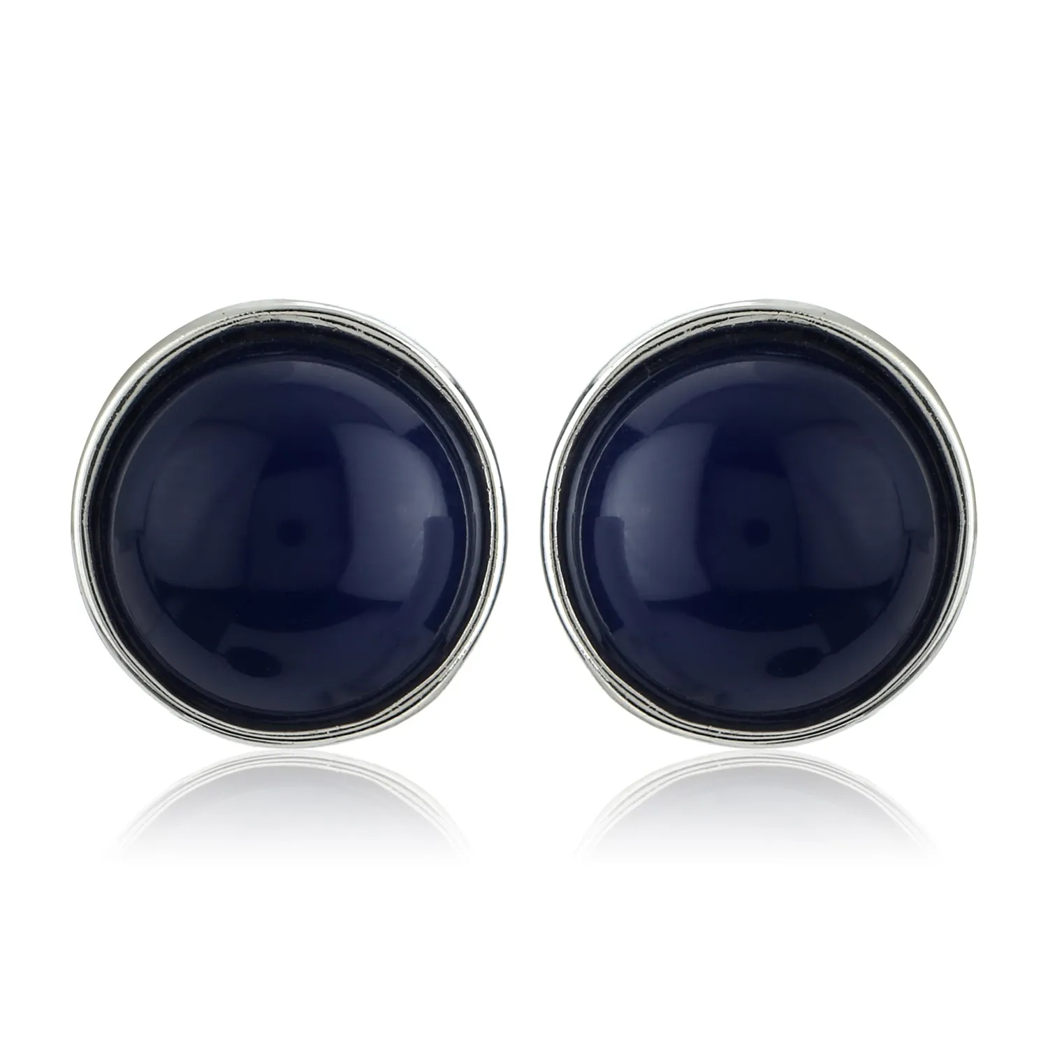 Blue Colour Round Stud Earrings