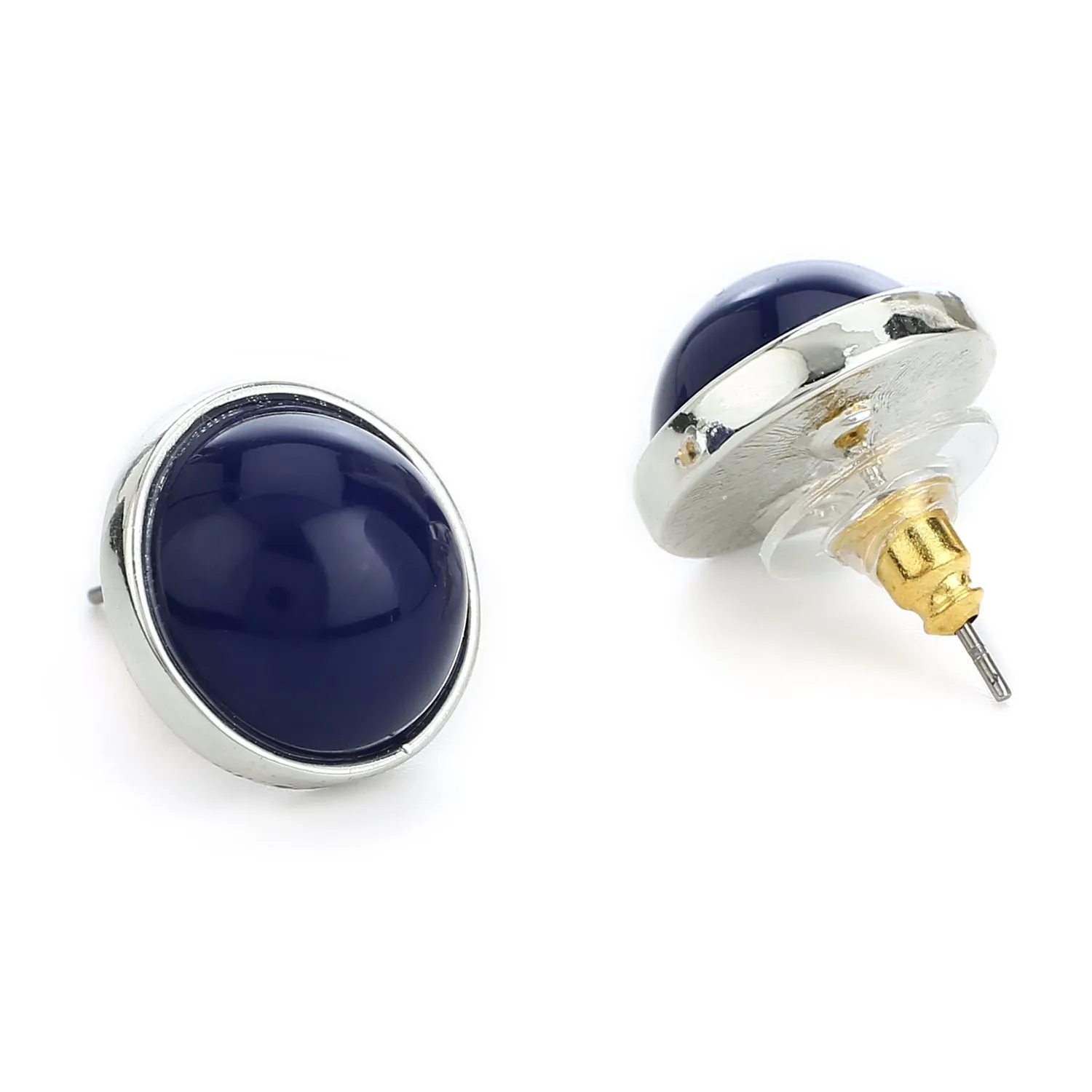 Blue Colour Round Stud Earrings