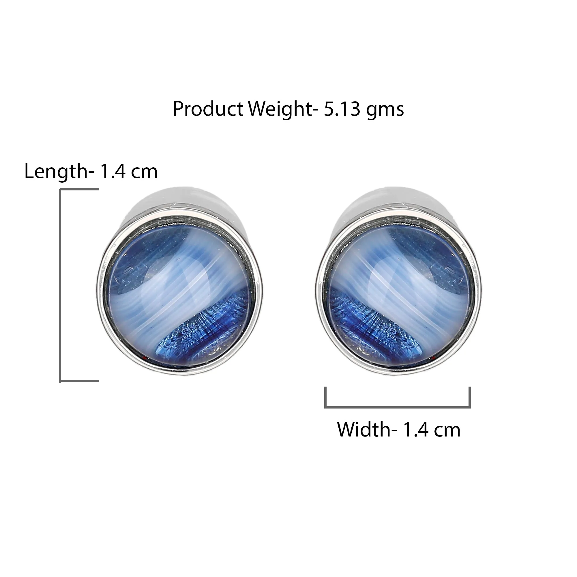 Blue Colour Round Stud Earrings