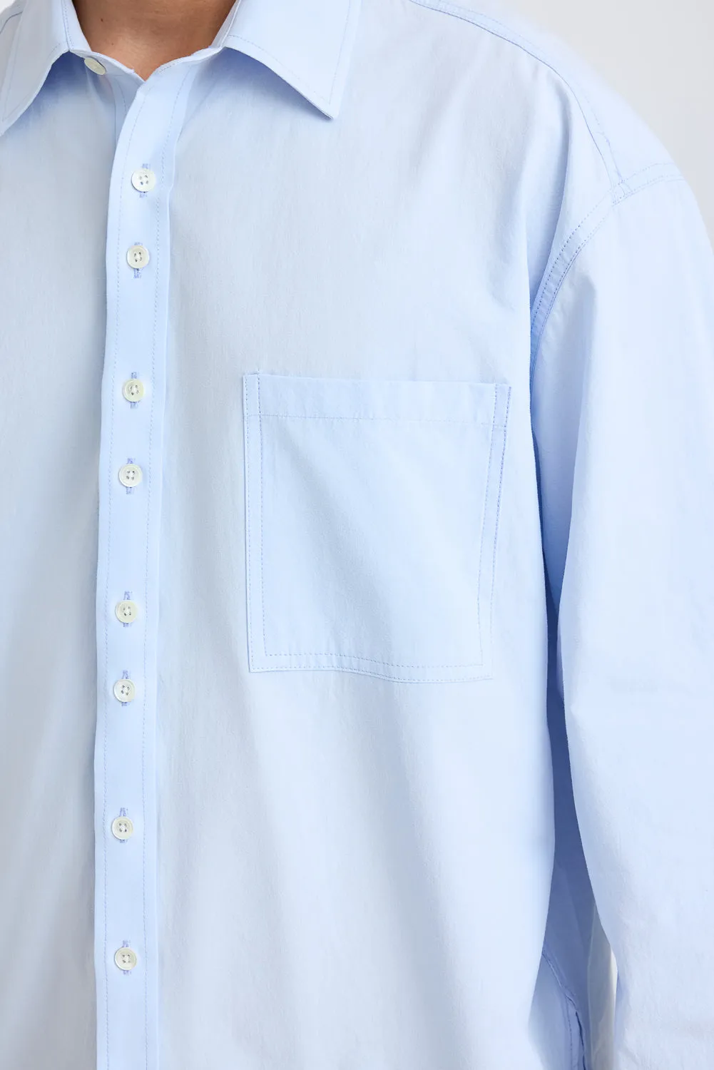 Blue Stiff-Collar Shirt