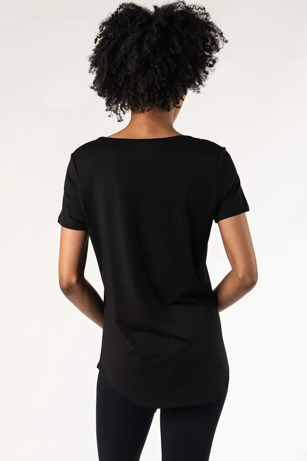 Brenda U-Neck Bamboo Tee - Black