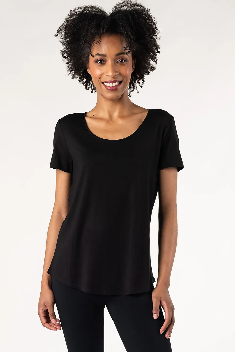 Brenda U-Neck Bamboo Tee - Black