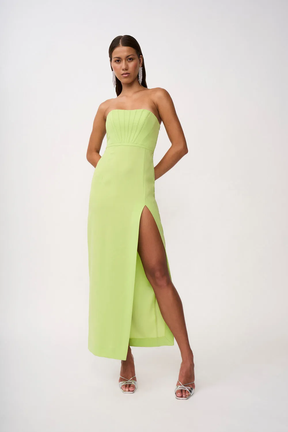 Brielle Bind Strapless Dress - Pear Green