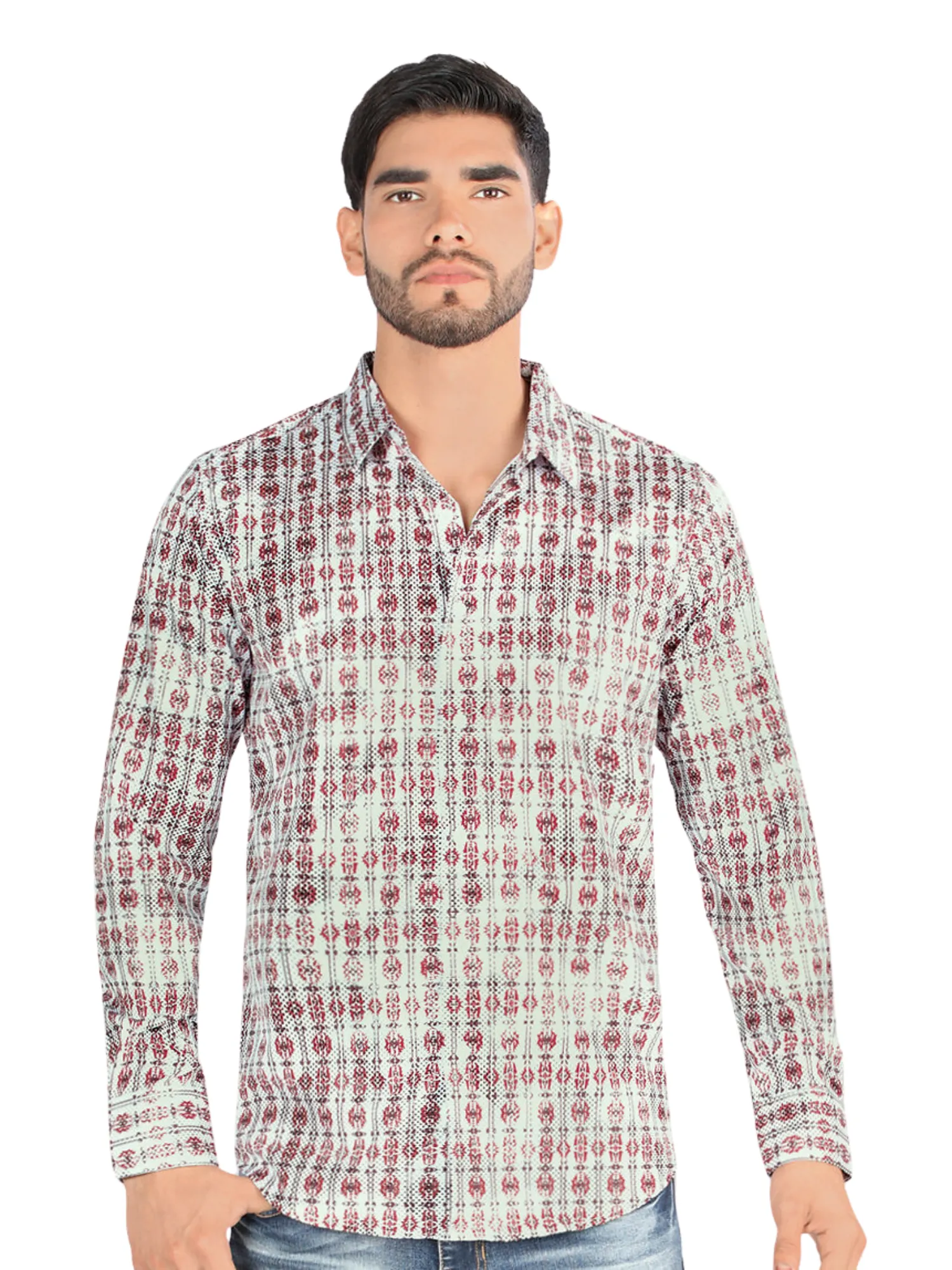 Camisa Casual Manga Larga Estampada para Hombre 'Montero' - ID: 0456