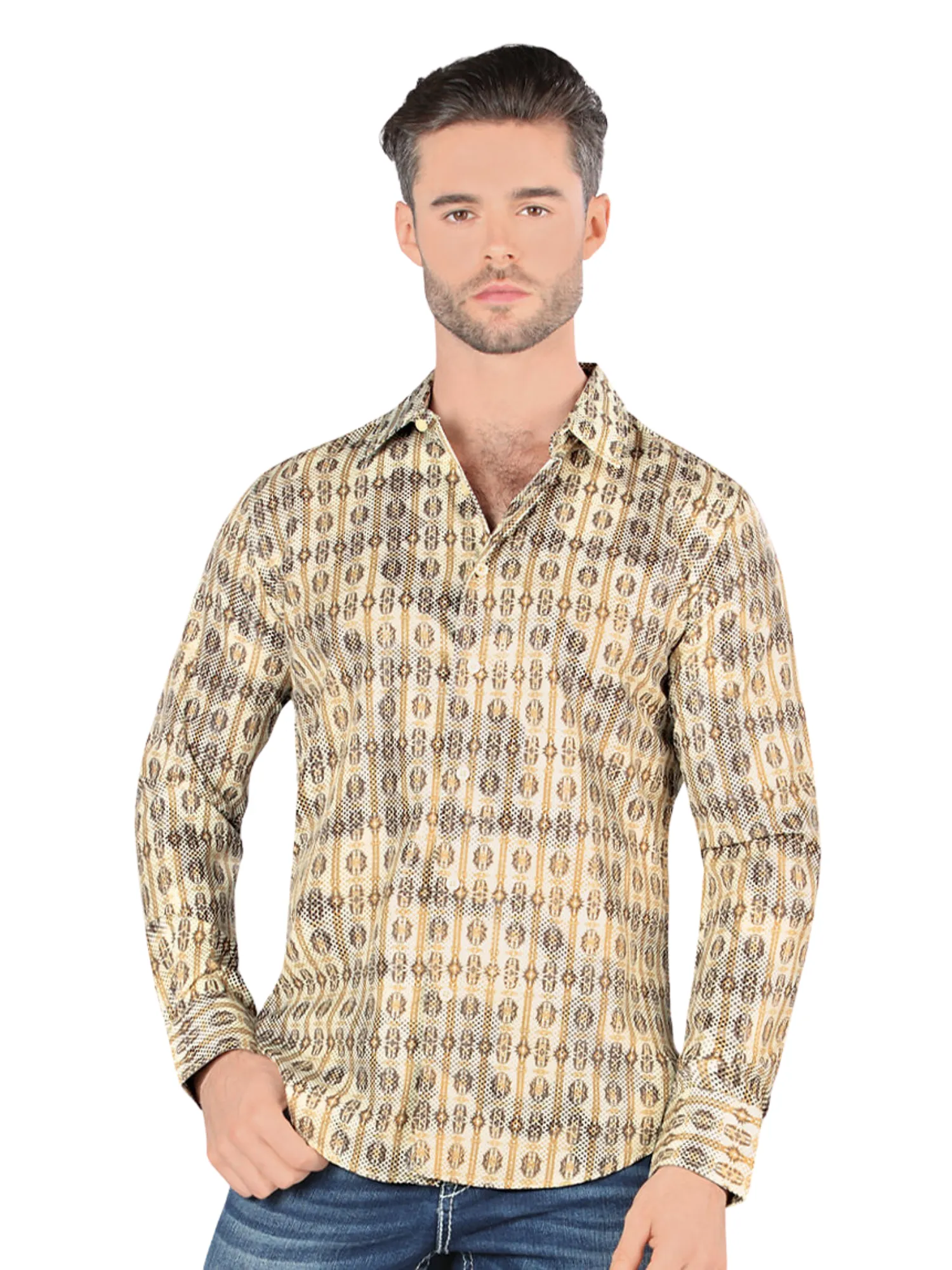 Camisa Casual Manga Larga Estampada para Hombre 'Montero' - ID: 0456