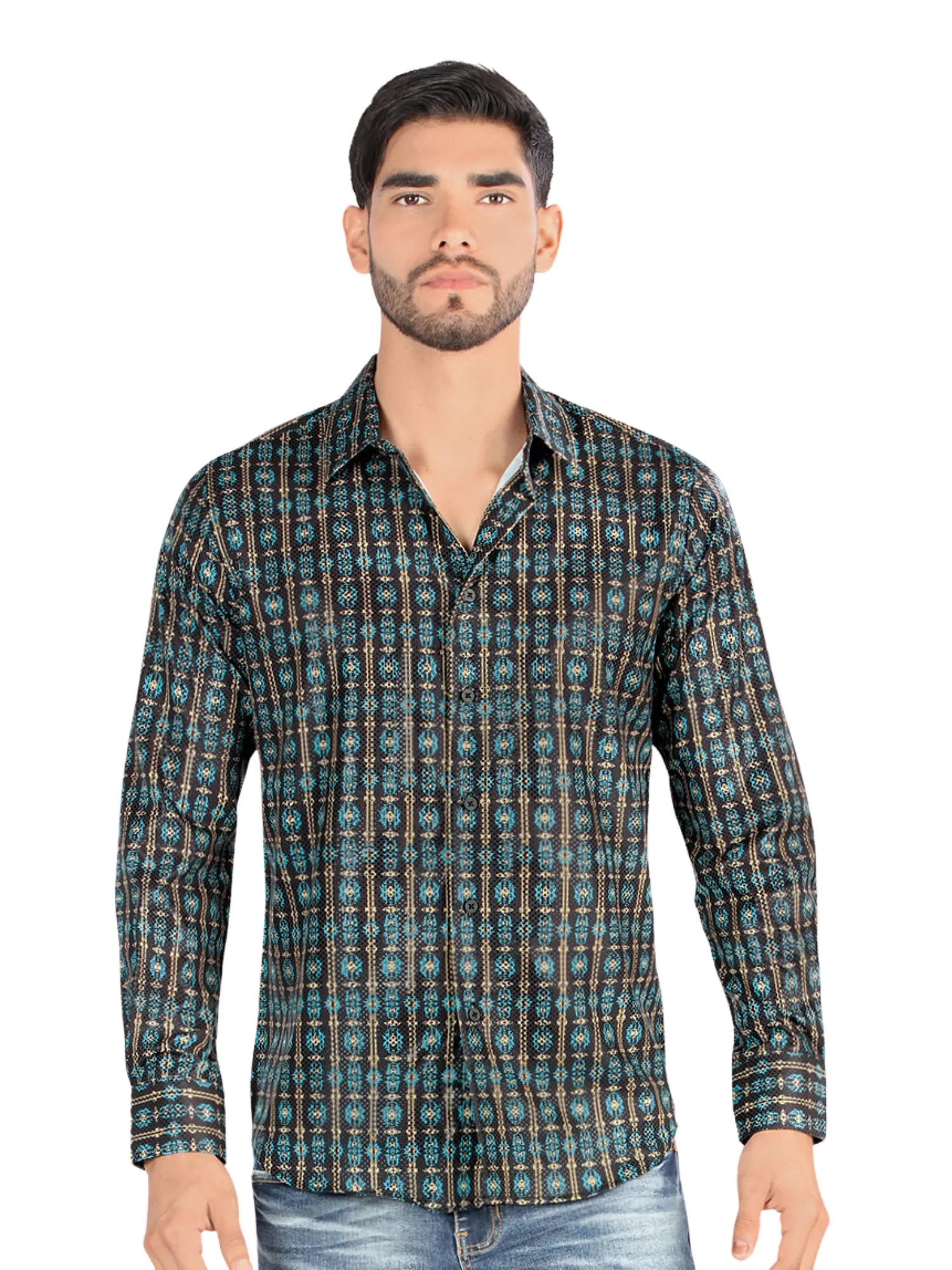 Camisa Casual Manga Larga Estampada para Hombre 'Montero' - ID: 0456