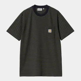 Carhartt S/S Verner Stripe Pocket T-shirt Dark Navy / Office Green