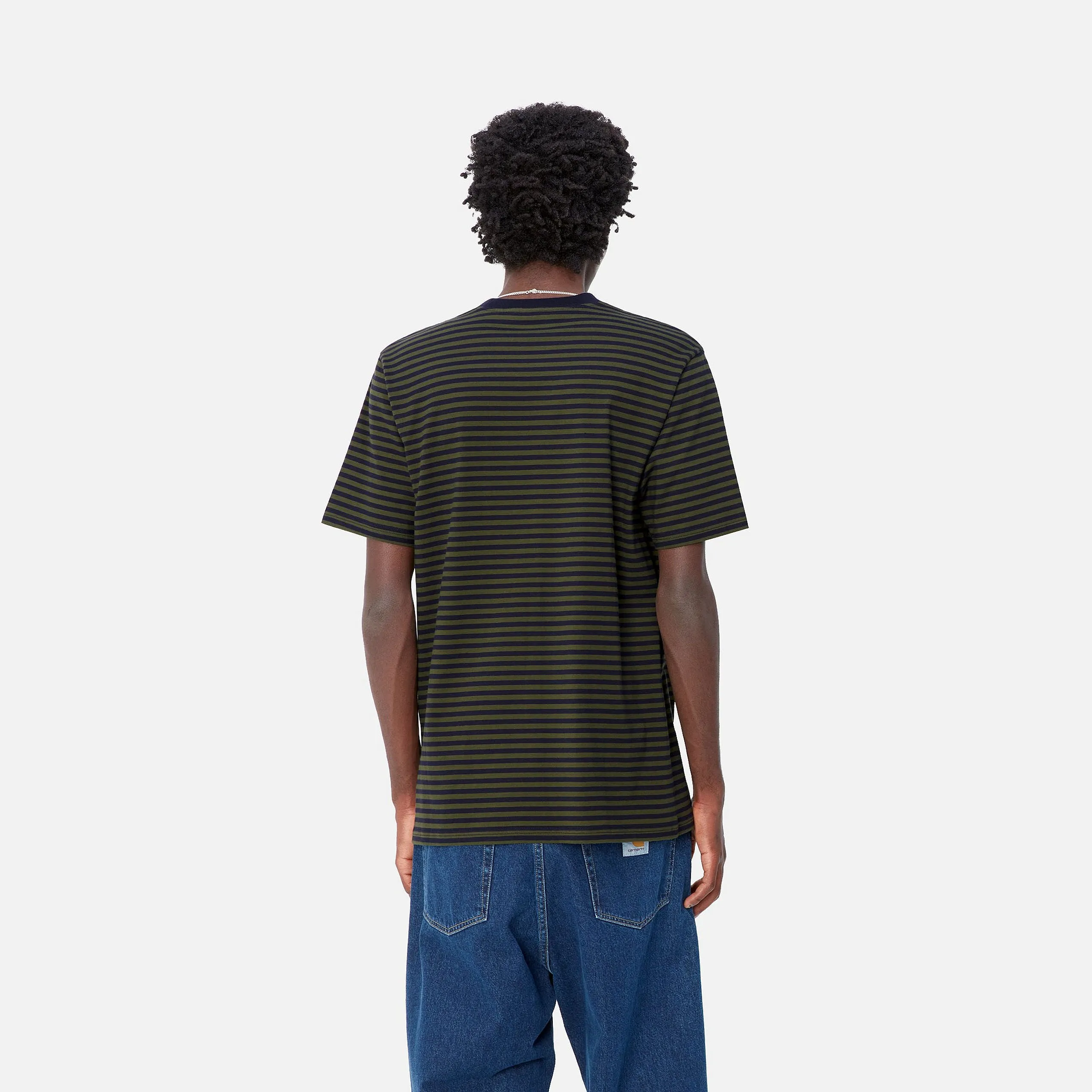 Carhartt S/S Verner Stripe Pocket T-shirt Dark Navy / Office Green