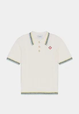 Casablanca Knit Rib Boucle Polo White