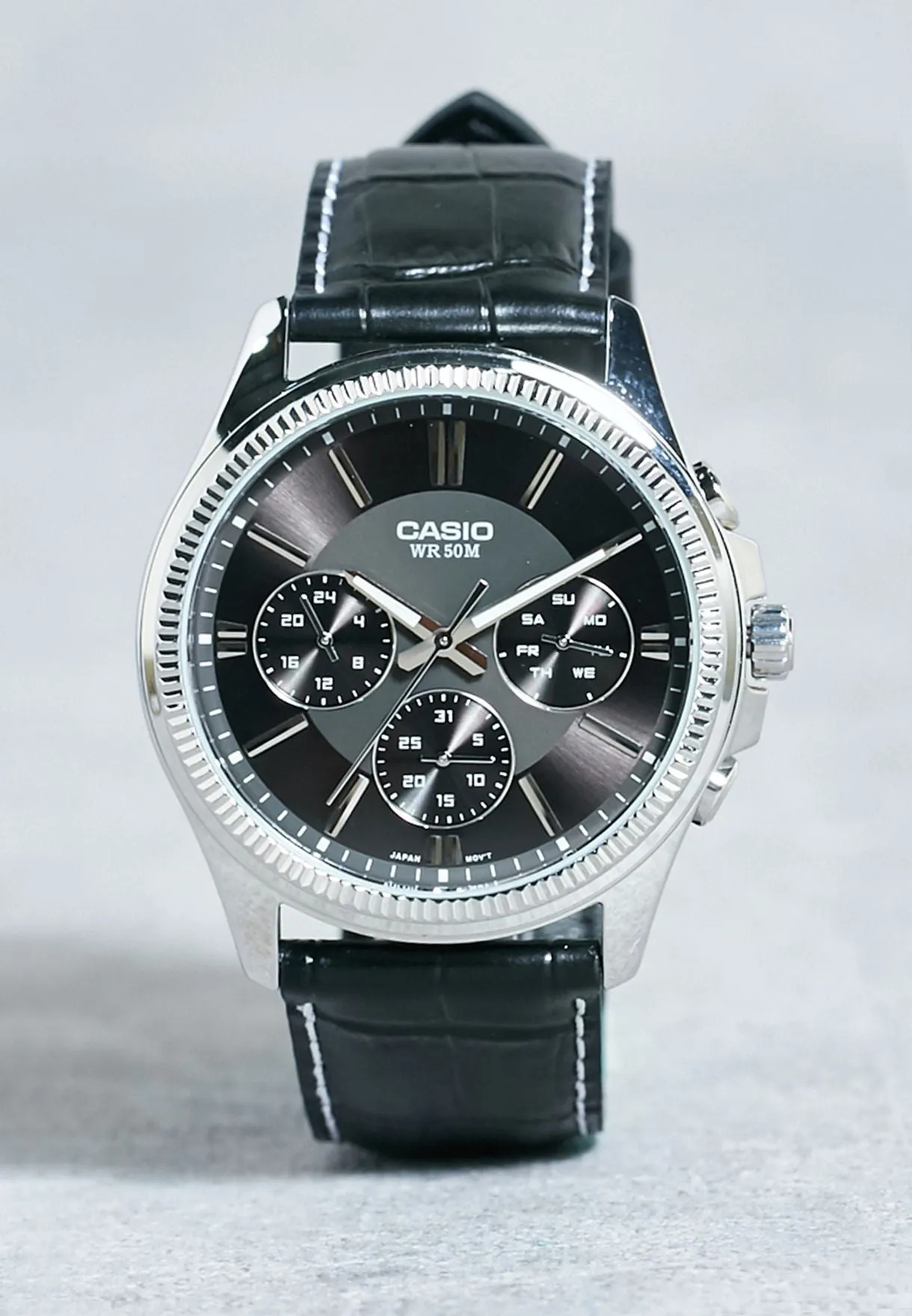 Casio - MTP-1375L-1AVDF - Stainless Steel Wrist Watch for Men - Genuine Leather Strap