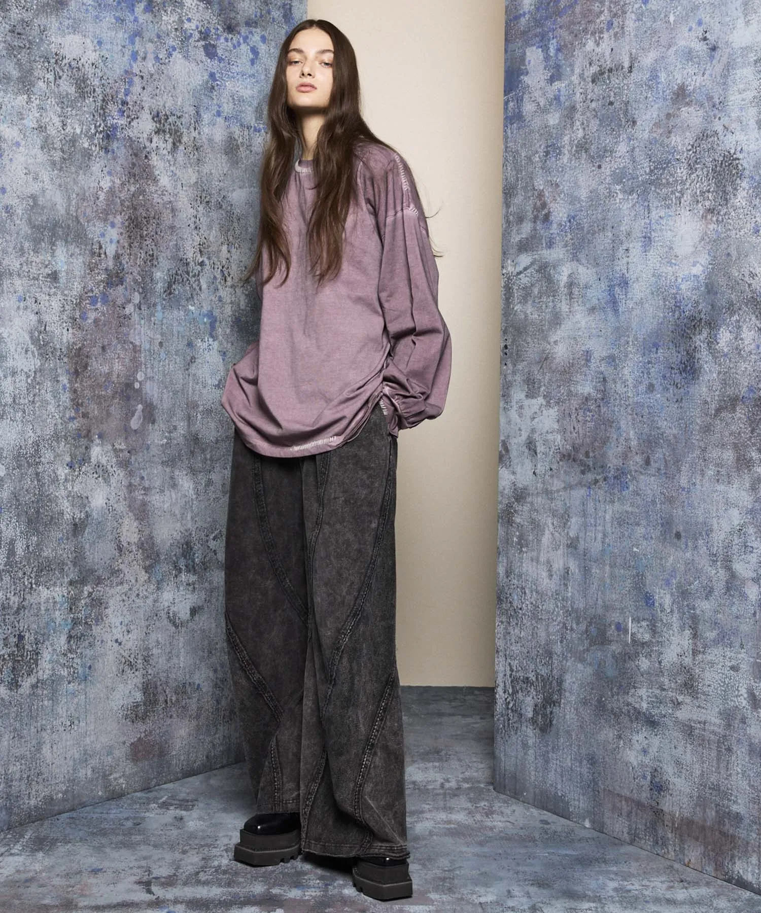 Chemical Over-Dyed Inside-Out Sweat Wide Pants