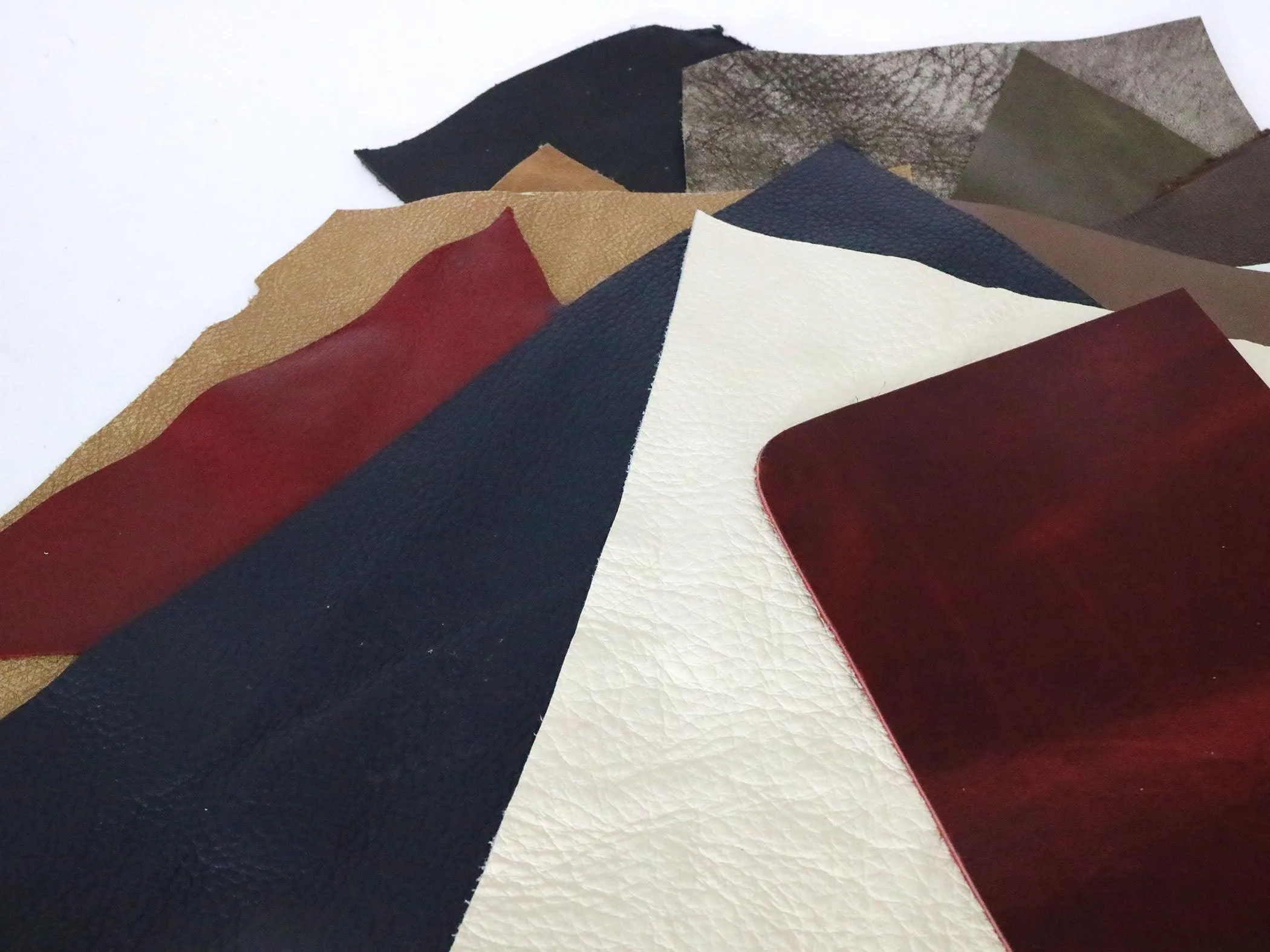 Chrome Tanned Mixed Color Upholstery Leather Remnants - Earth Tones