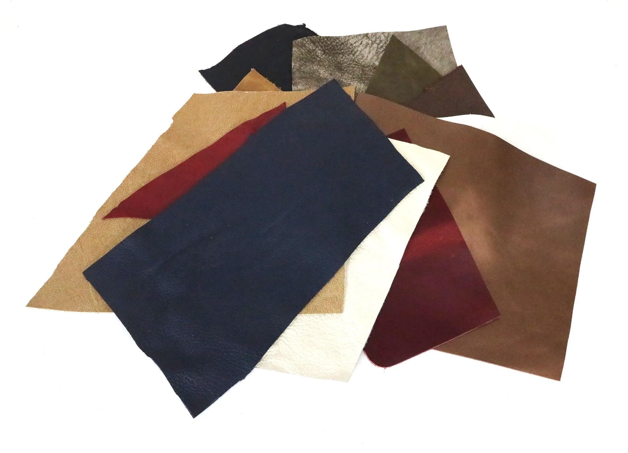 Chrome Tanned Mixed Color Upholstery Leather Remnants - Earth Tones