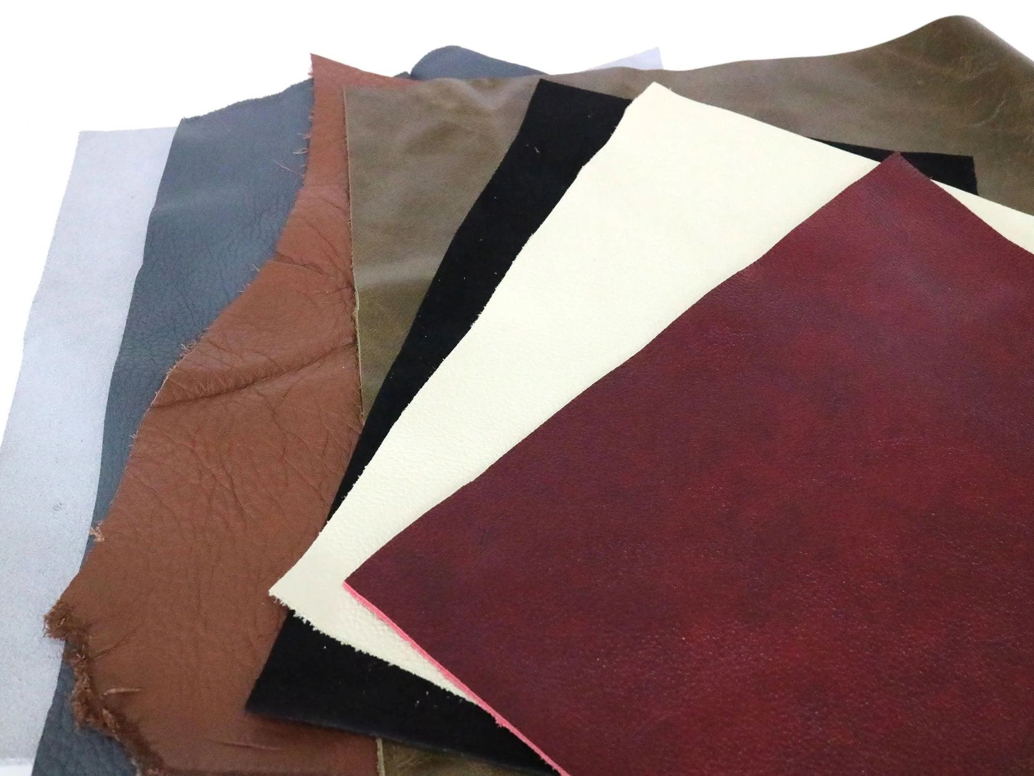 Chrome Tanned Mixed Color Upholstery Leather Remnants - Earth Tones