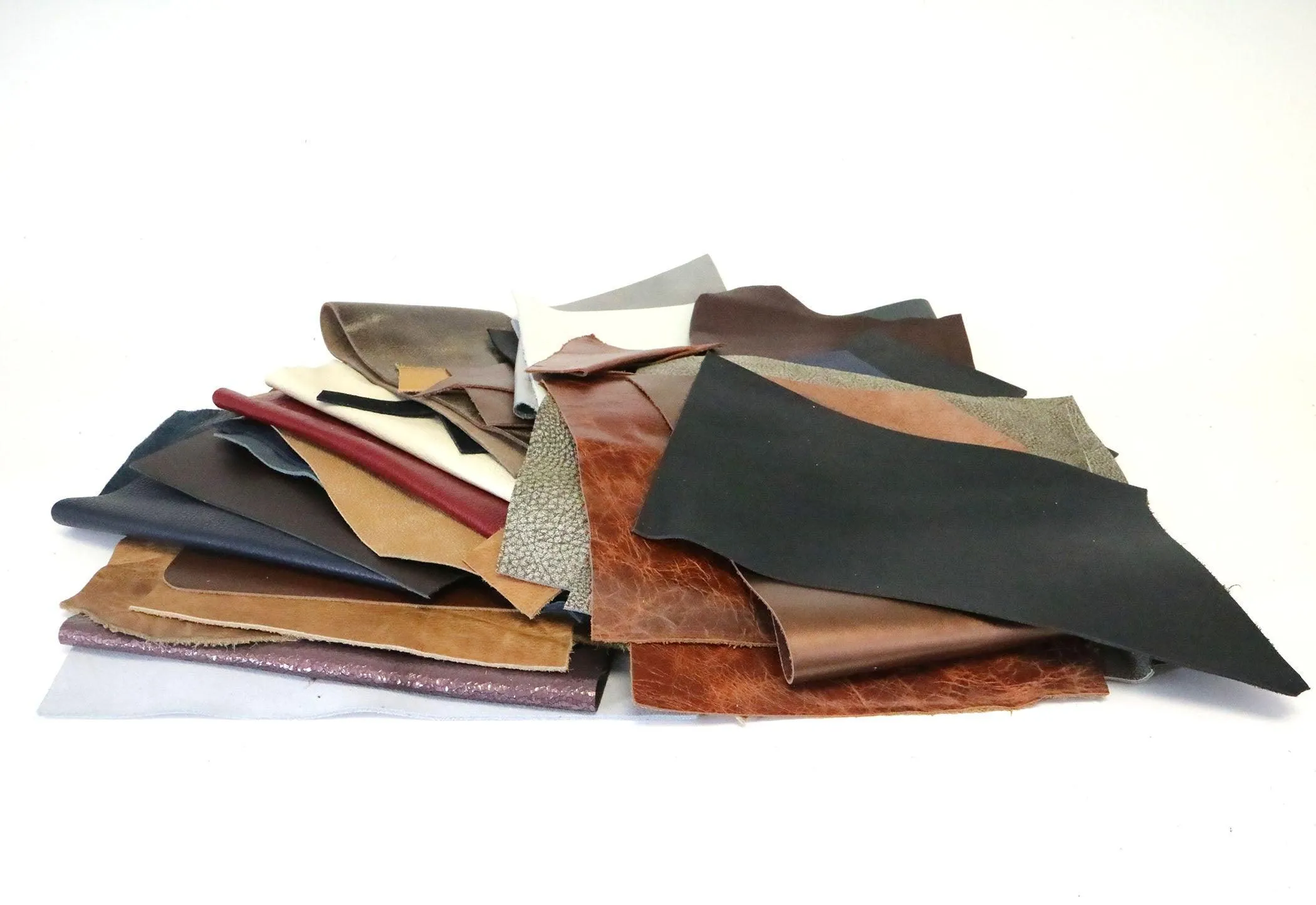 Chrome Tanned Mixed Color Upholstery Leather Remnants - Earth Tones