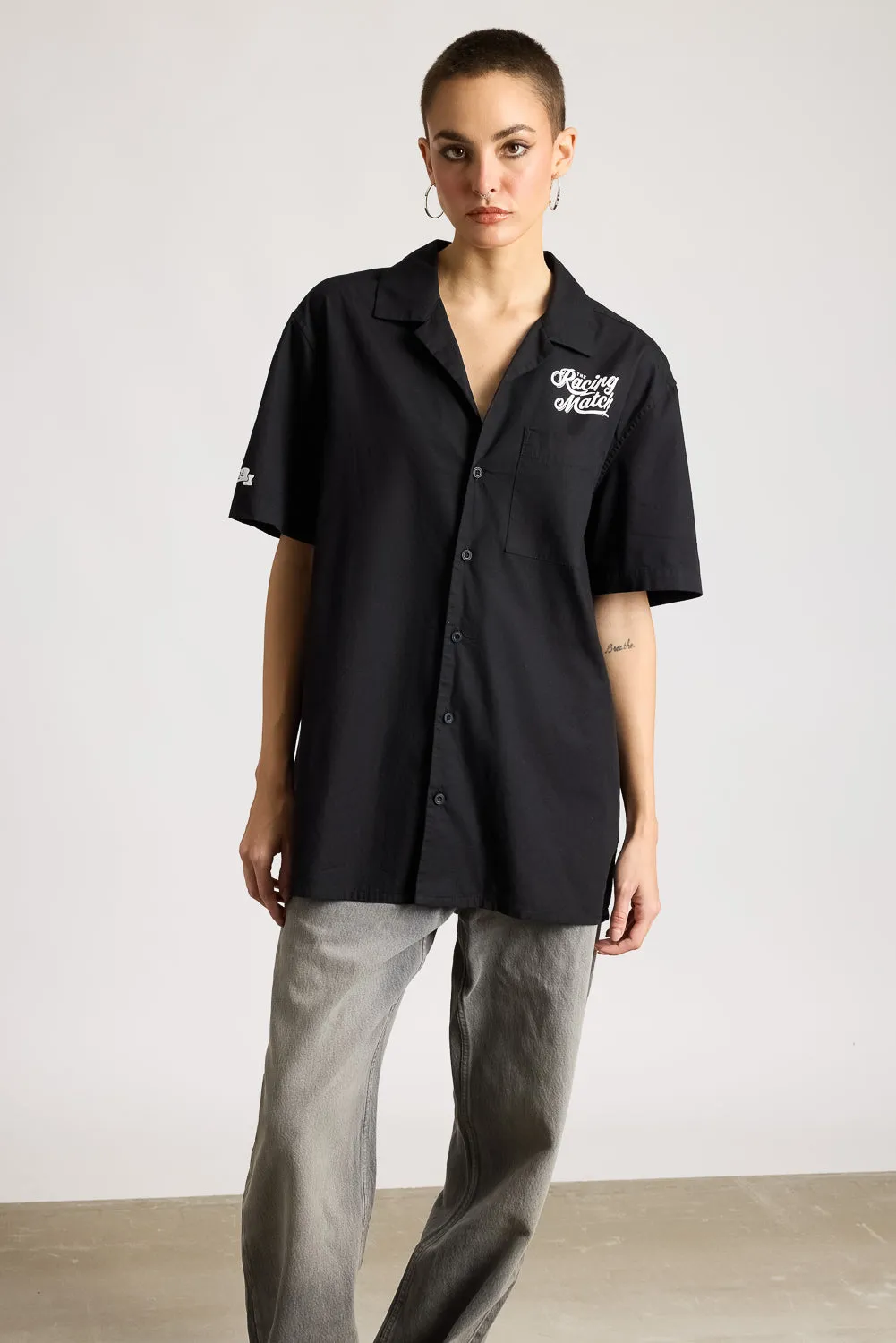 Cotton Poplin Women's Garage Shirt - Basic Black