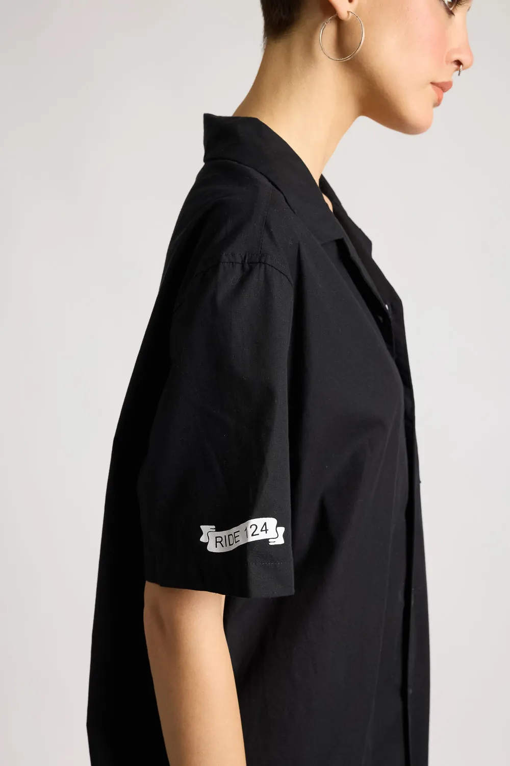 Cotton Poplin Women's Garage Shirt - Basic Black