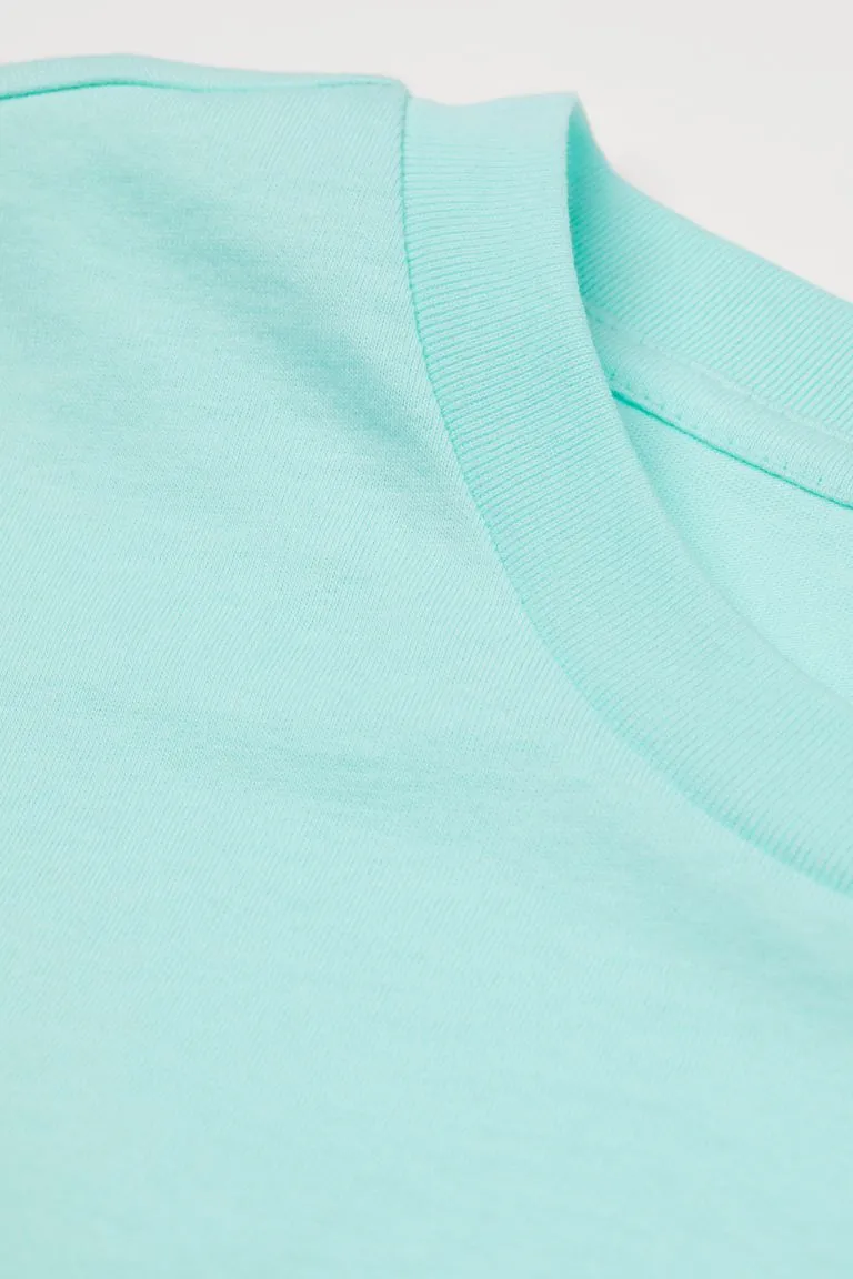 Cotton T-shirt-Turquoise-1005934001