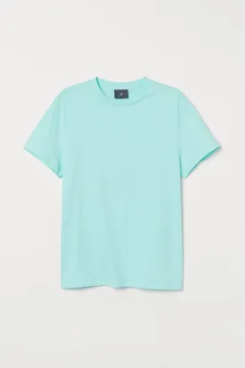 Cotton T-shirt-Turquoise-1005934001