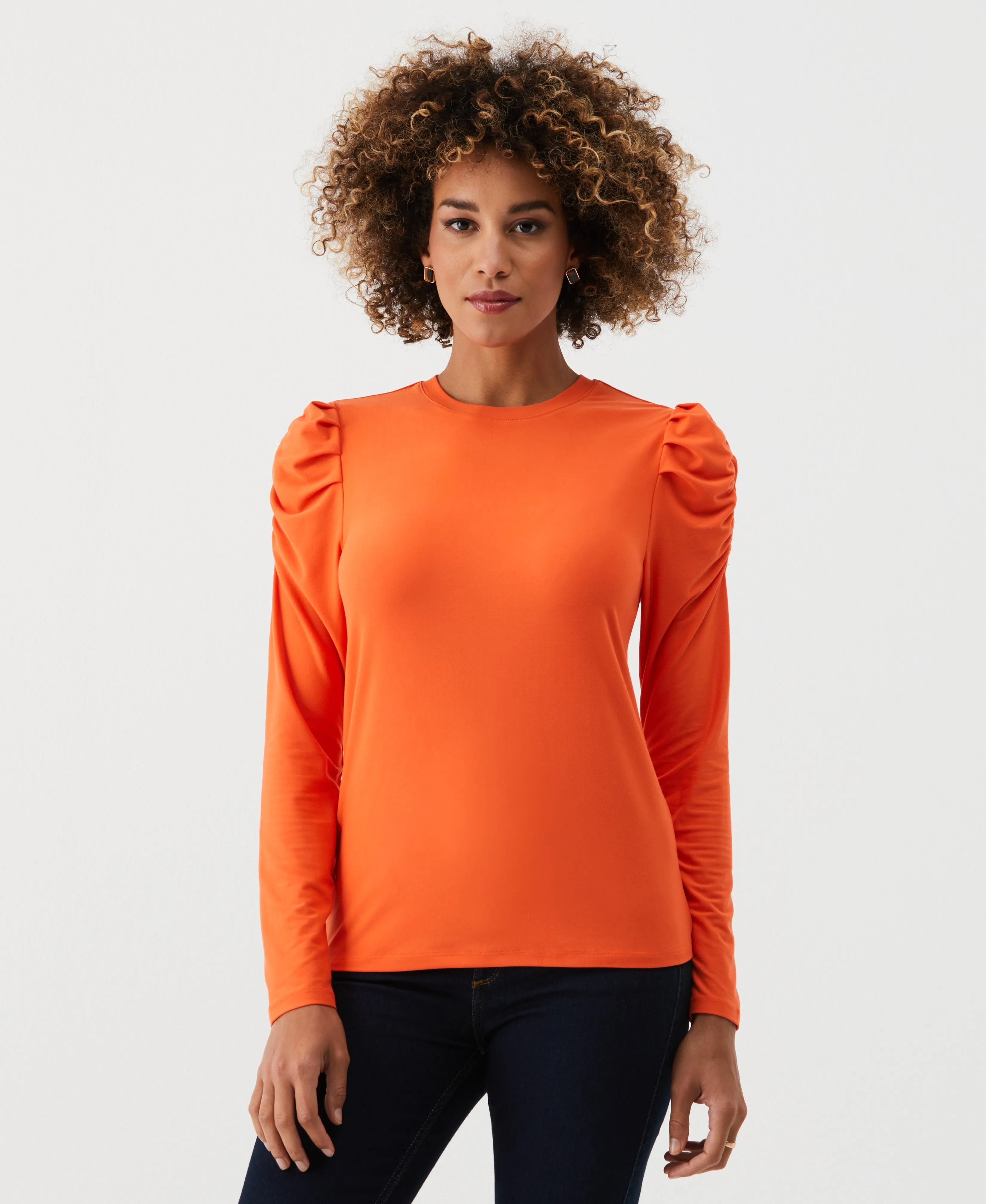 Crew Neck Puff Sleeve Top