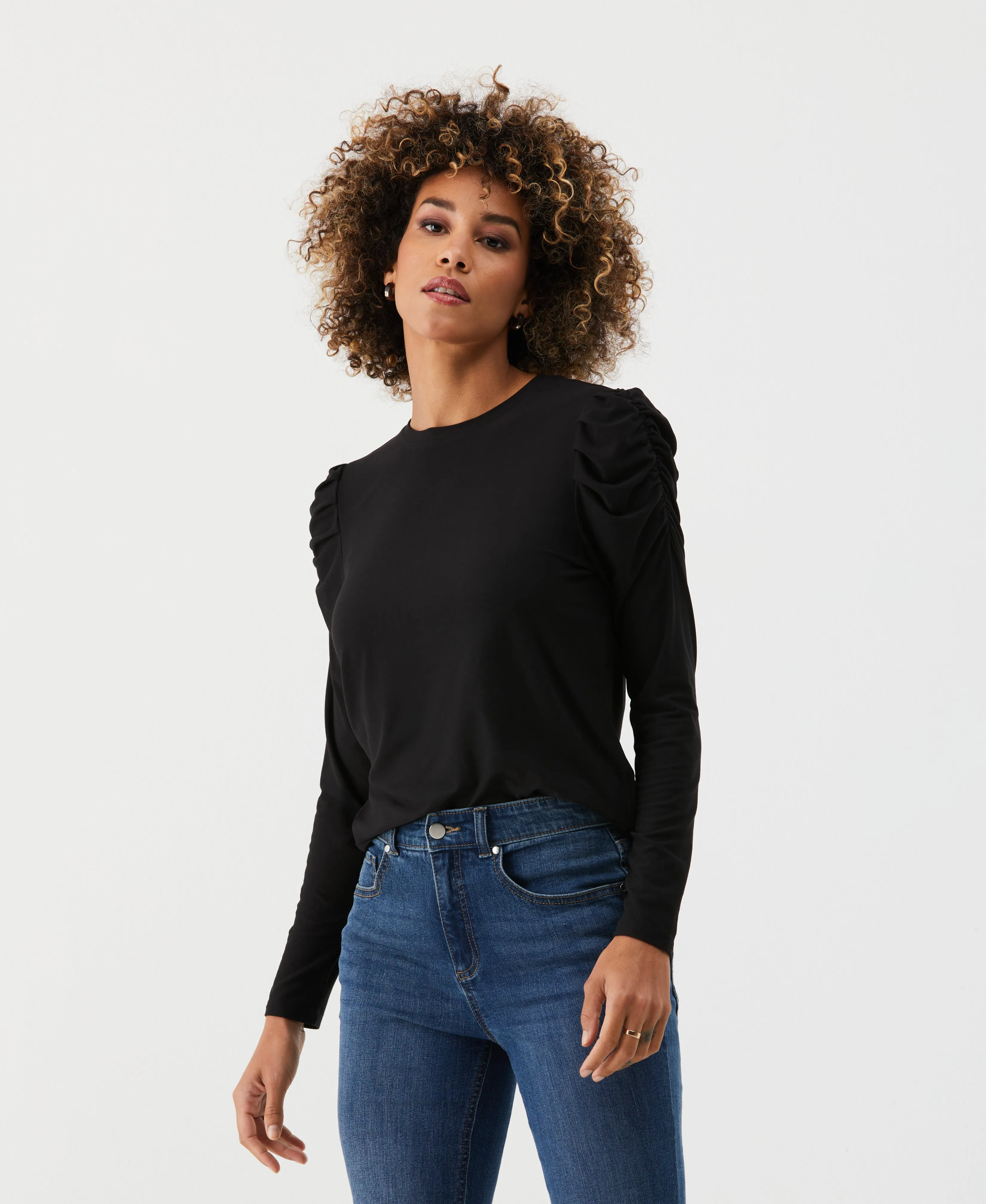 Crew Neck Puff Sleeve Top