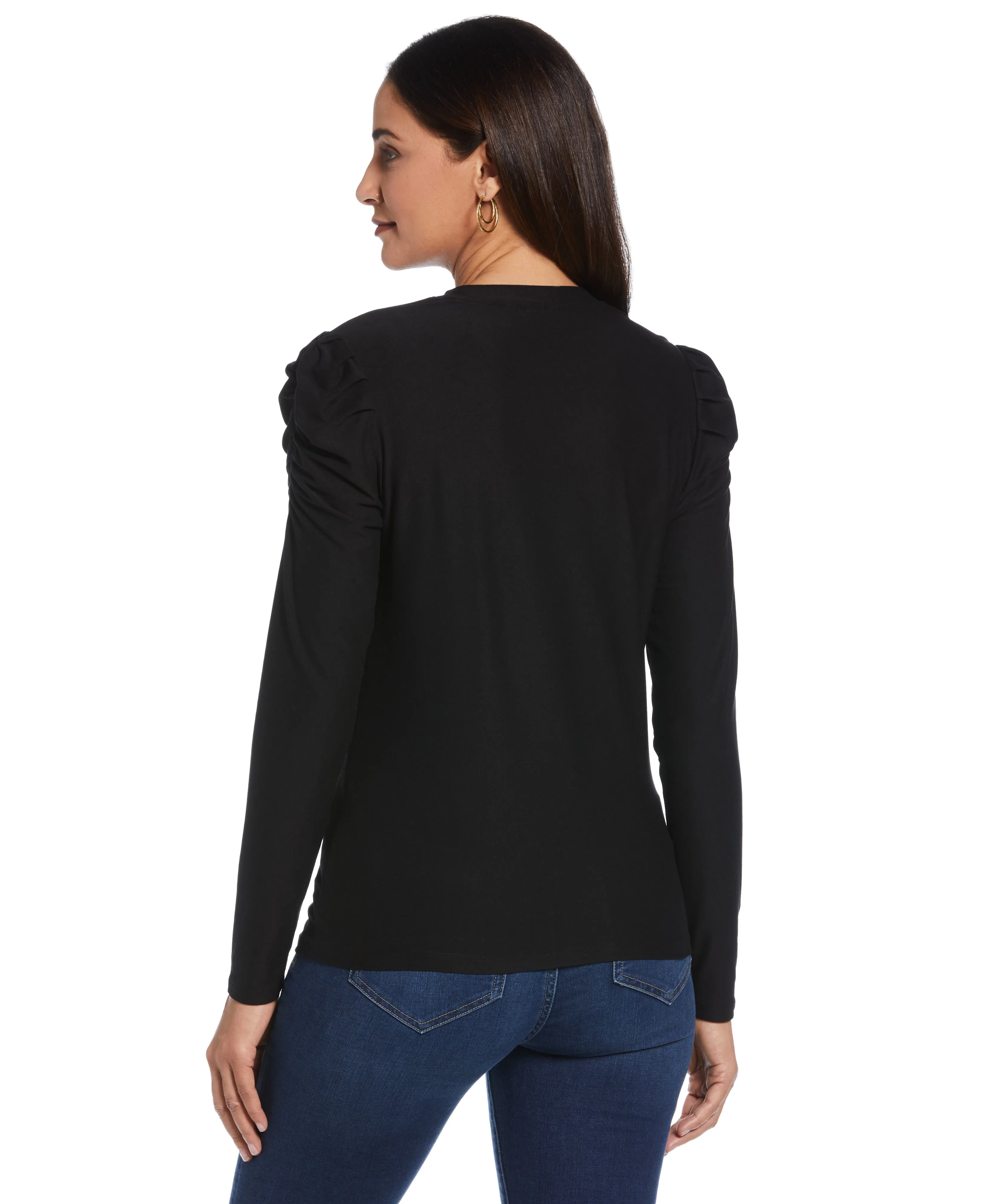 Crew Neck Puff Sleeve Top