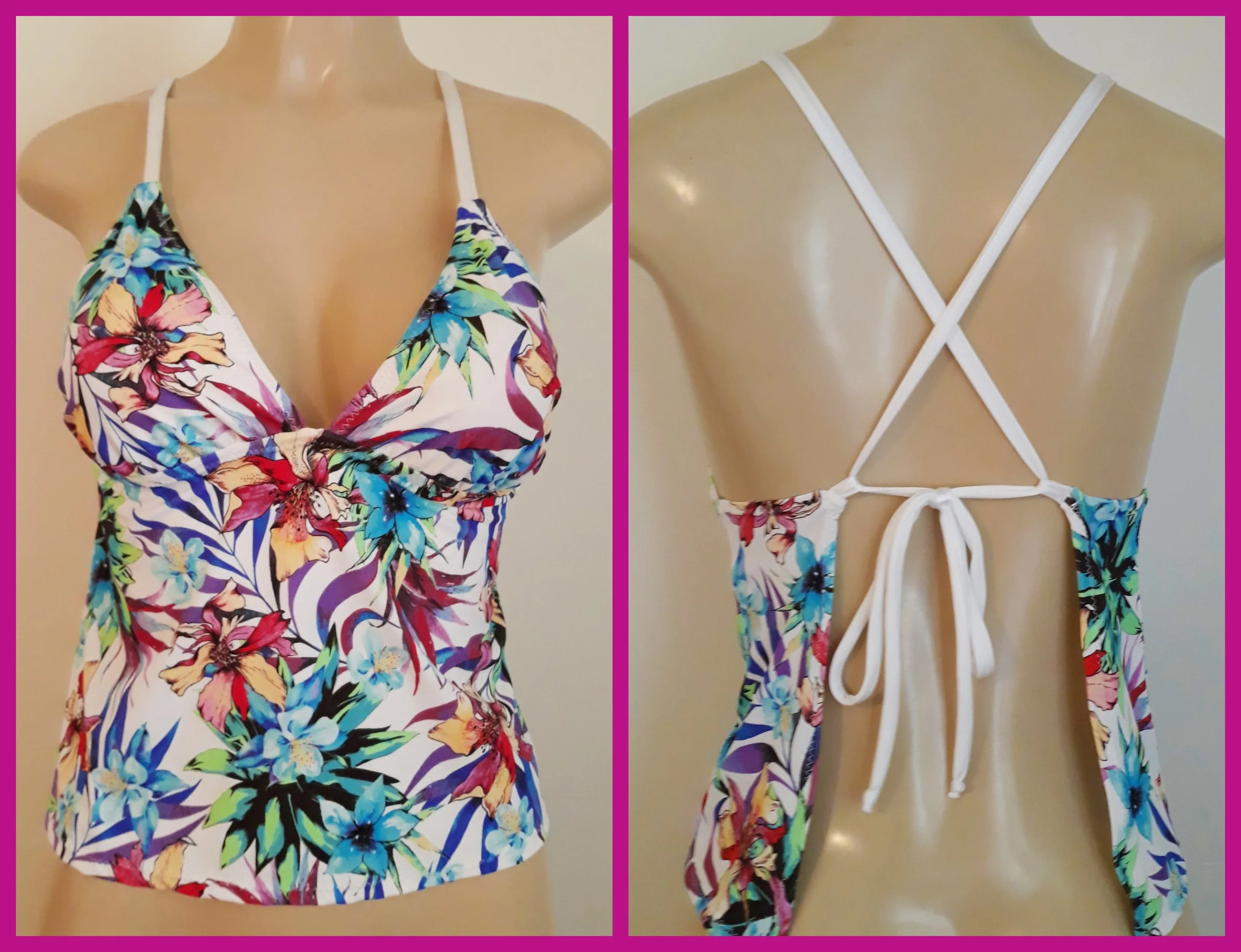 Crisscross Back Tankinis. Open Tie Back Tankini Swimwear